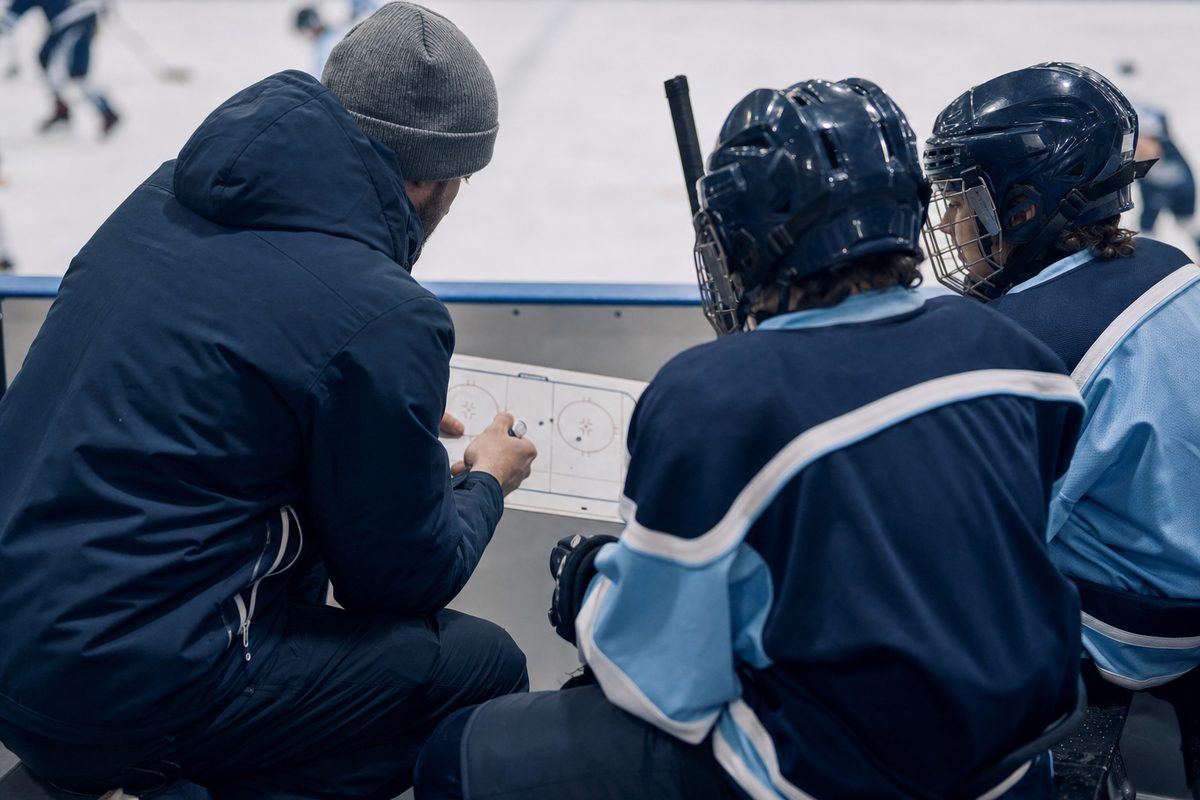 A coach working with young athletes